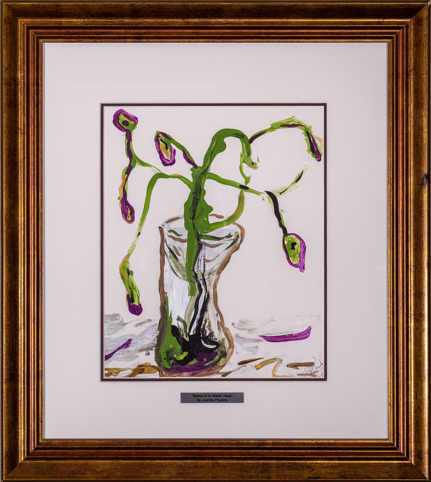Bamboo in Water Vase — abstract painting by Juanita Paulino