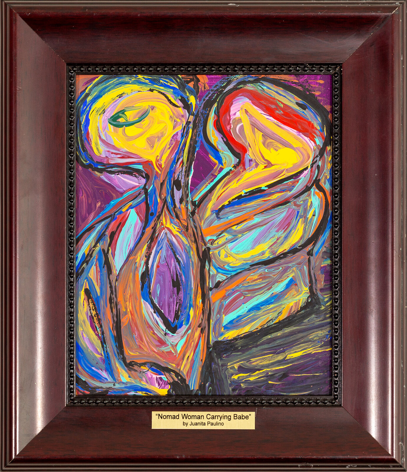 Nomad Woman Carrying Babe — abstract painting by Juanita Paulino