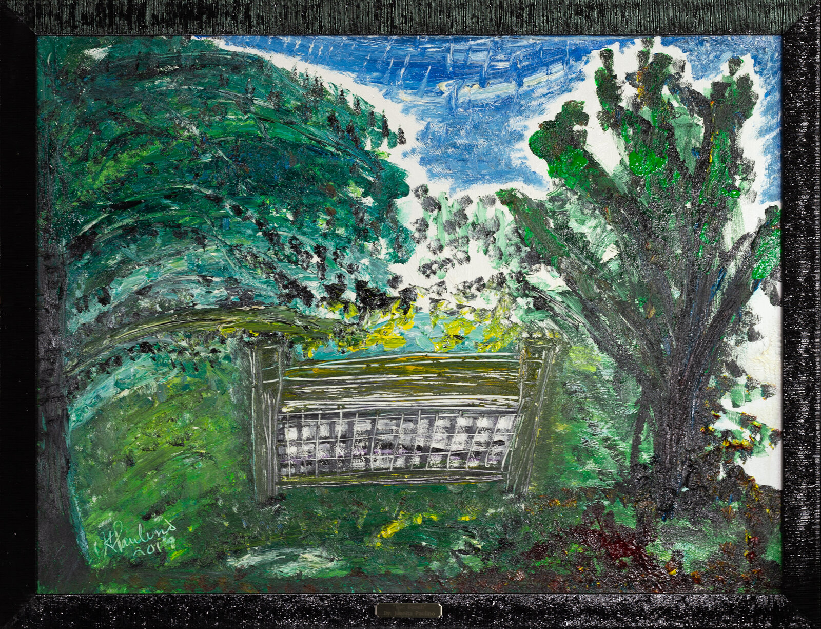 The Bench — abstract painting by Juanita Paulino